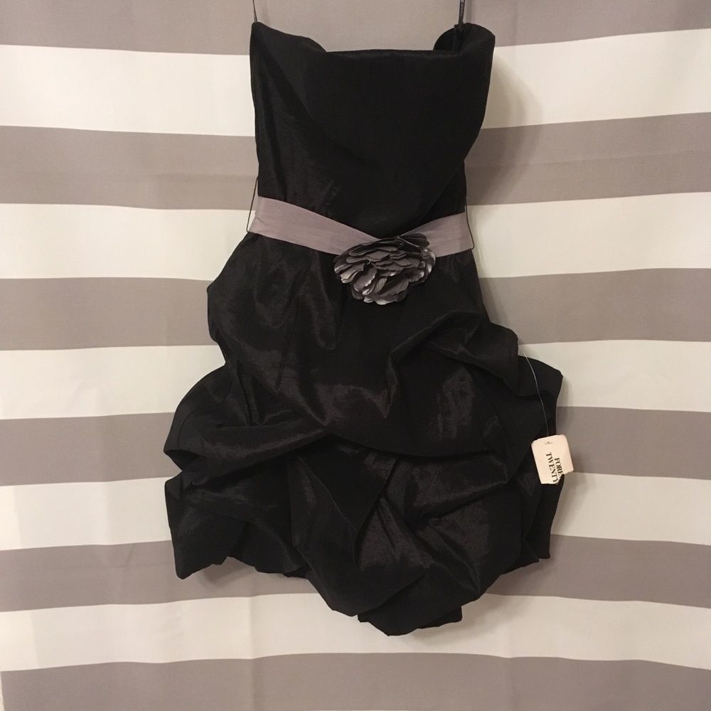 Black strapless cocktail dress